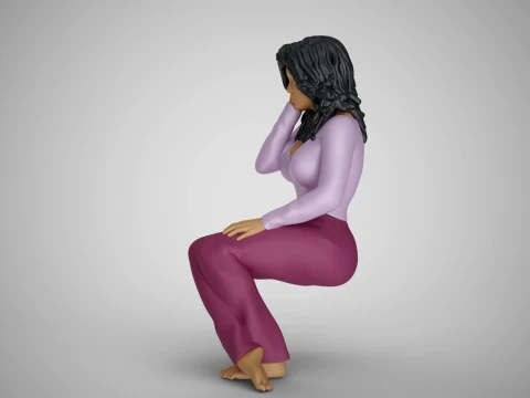 Sitting Woman Thinking 2 3D Принт Модель