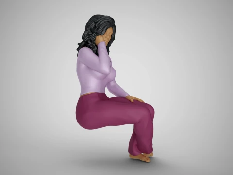 Sitting Woman Thinking 2 3D Принт Модель