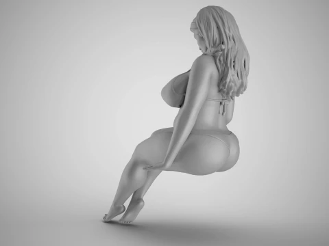Sitting Woman Thinking 3 3D printmodel