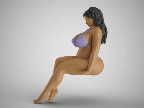 Sitting Woman Thinking 3 3D printmodel
