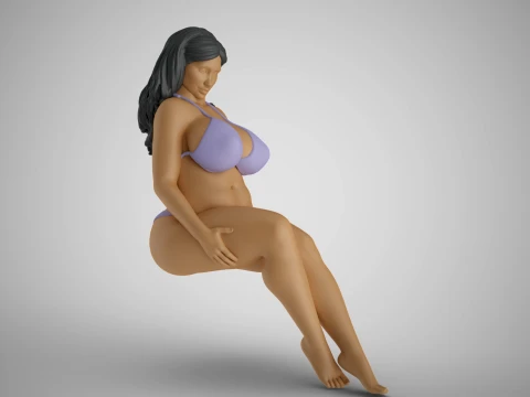 Sitting Woman Thinking 3 3D printmodel