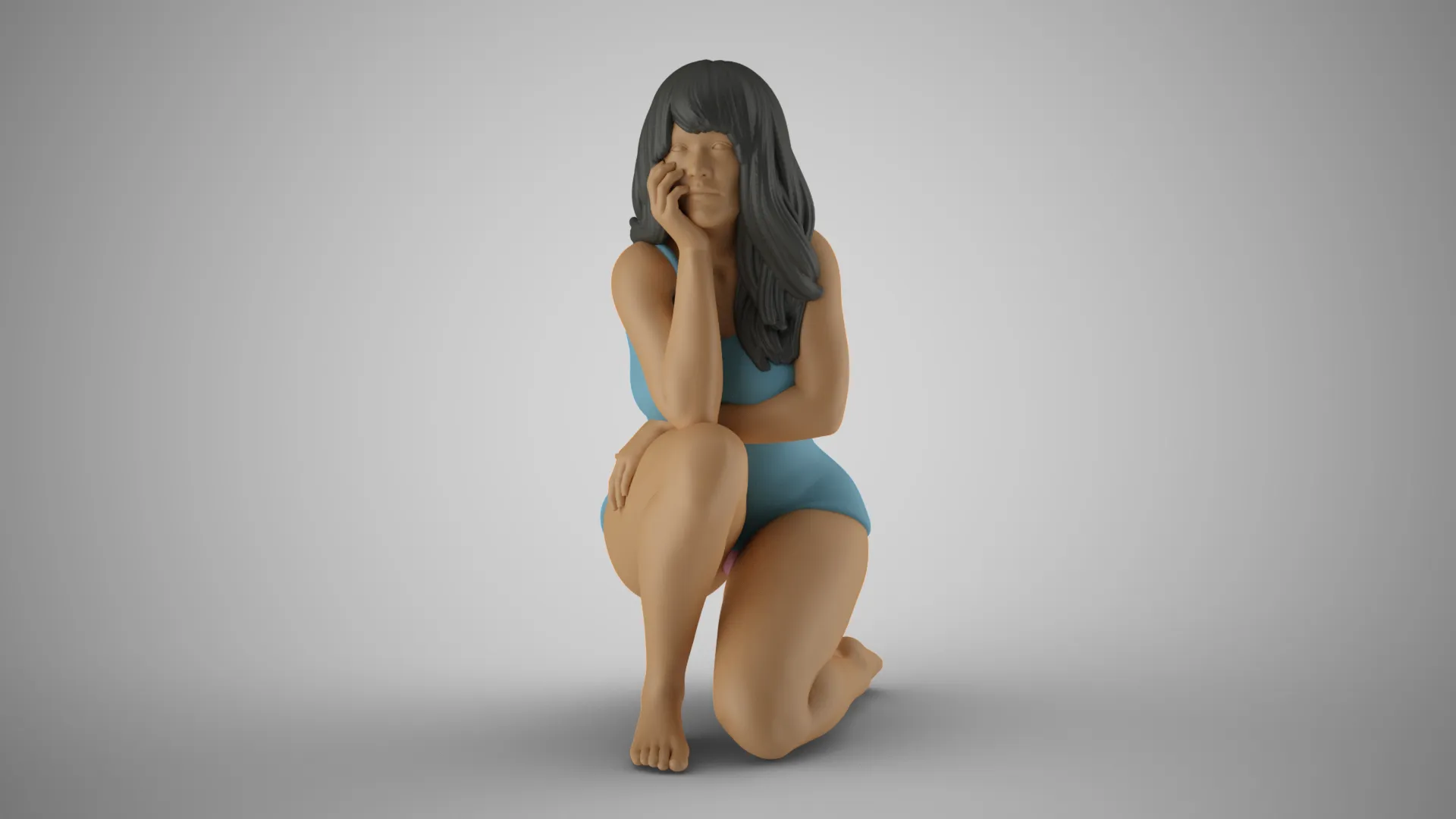 Sitting Woman Thinking 4 3D Принт Модель .c4d .max .obj .3ds .fbx .stl .blend 