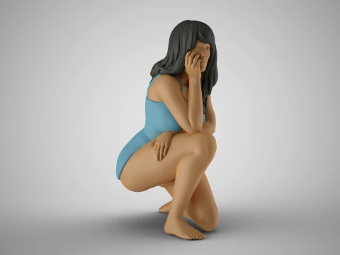 Sitting Woman Thinking 4 3D Принт Модель