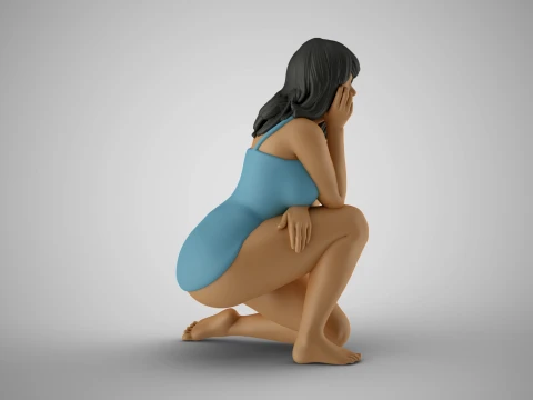 Sitting Woman Thinking 4 3D Принт Модель