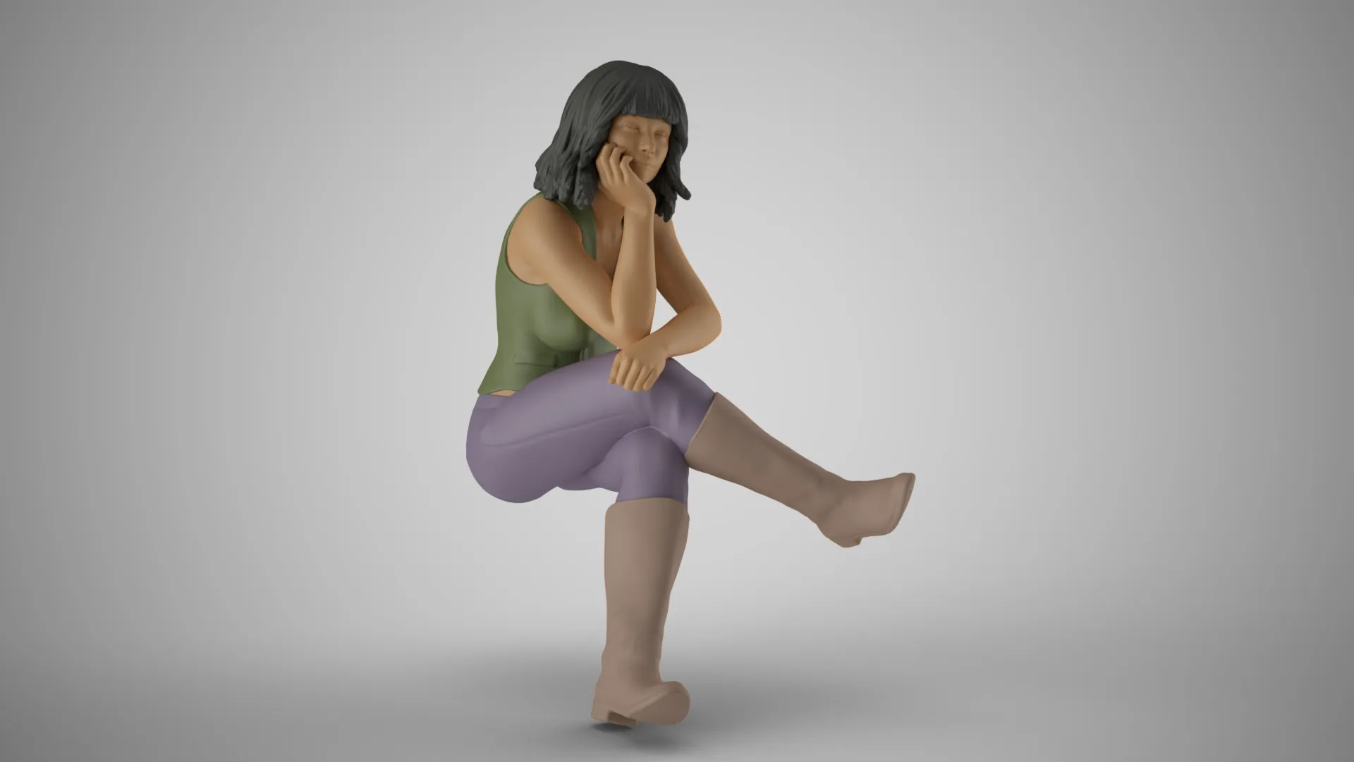 Sitting Woman Thinking 5 Modèles 3D en vedette .c4d .max .obj .3ds .fbx .stl .blend 