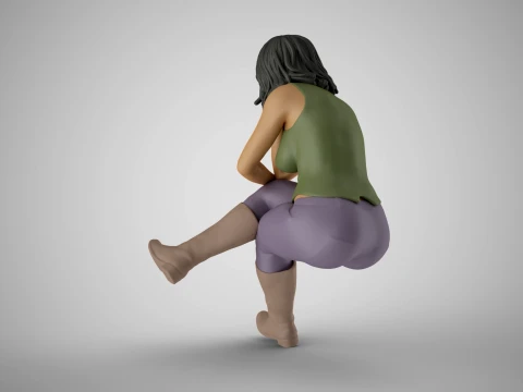 Sitting Woman Thinking 5 Modèles 3D en vedette