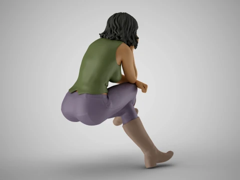 Sitting Woman Thinking 5 Modèles 3D en vedette