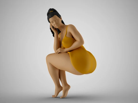 Sitting Woman Thinking 6 3D Принт Модель