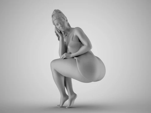 Sitting Woman Thinking 6 3D Print Model