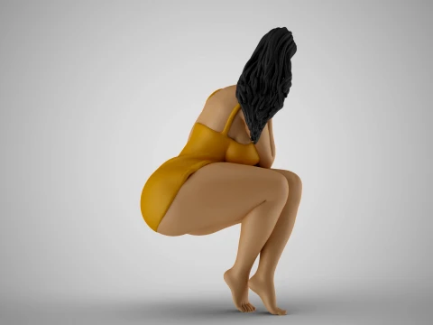 Sitting Woman Thinking 6 3D Print Model