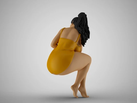 Sitting Woman Thinking 6 3D Print Model