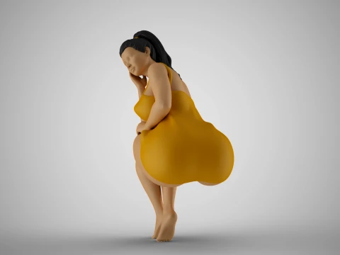Sitting Woman Thinking 6 3D Print Model