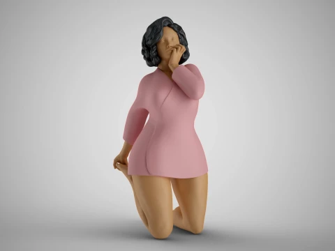 Shy Woman 2 3D Print Model