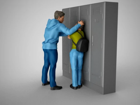 Sad Boy Leaning On Lockers 3D Print Model