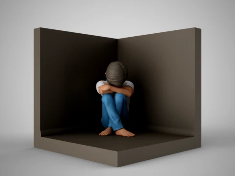 Sad Boy in the Corner 3D Print Model