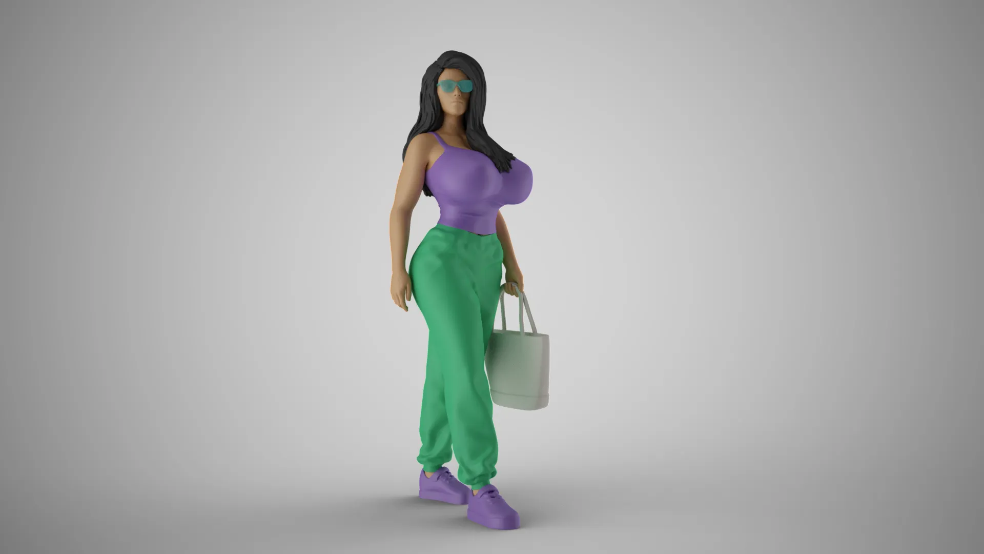 Mall Girl likes Shopping 3D Print Model .c4d .max .obj .3ds .fbx .stl .blend 