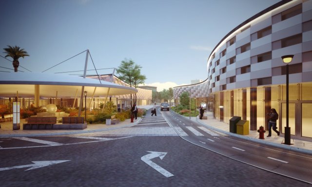 The modern plaza shopping mall 3D scene Model 3D .c4d .max .obj .3ds .fbx .stl .blend 