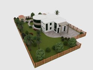 The contemporary modern house scene Modelo 3D
