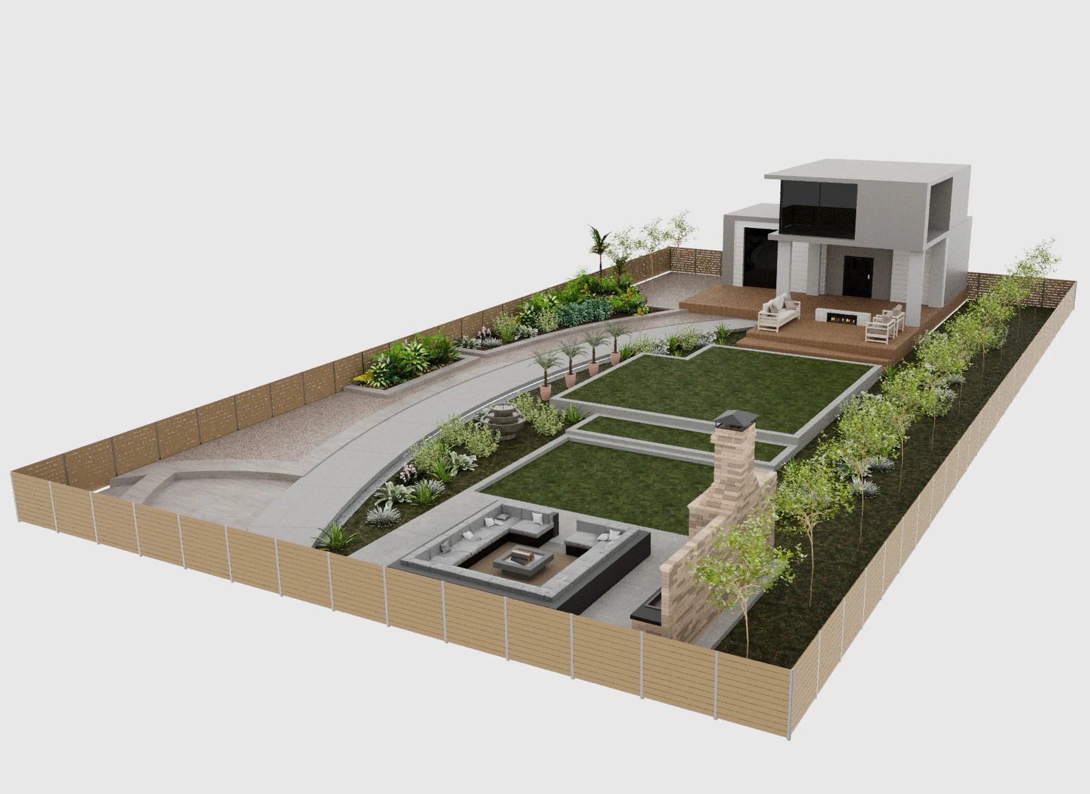 Backyard Fire Pit Patio Set 3D Model .c4d .max .obj .3ds .fbx .stl .blend