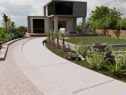 Backyard Fire Pit Patio Set 3D Model