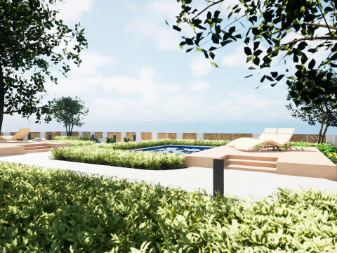 Modern Outdoor Living Space 3D Model