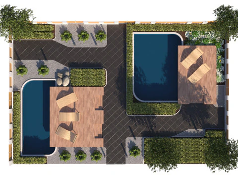 Modern Outdoor Living Space 3D Model