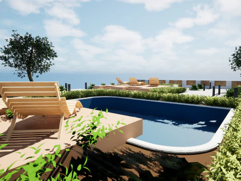 Modern Outdoor Living Space 3D Model