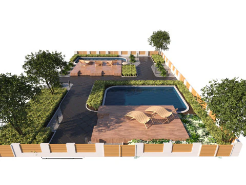 Modern Outdoor Living Space 3D Model