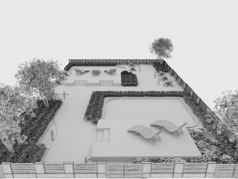 Modern Outdoor Living Space 3D Model