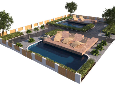 Modern Outdoor Living Space 3D Model