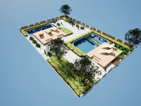 Modern Outdoor Living Space 3D Model