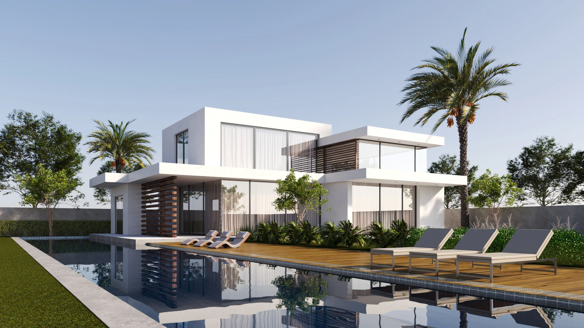 Modern House Exterior 3D Model .c4d .max .obj .3ds .fbx .stl .blend
