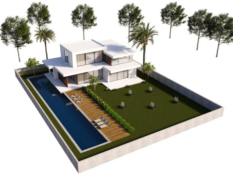 Modern House Exterior 3D Model