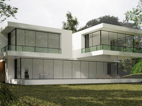 Modern Two-Story House Exterior 3d 3D Model