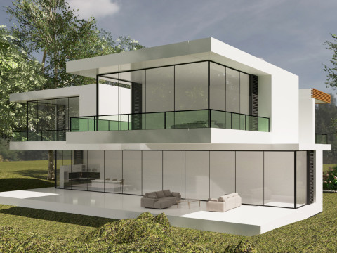 Modern Two-Story House Exterior 3d 3D Model