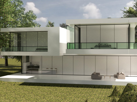 Modern Two-Story House Exterior 3d 3D Model