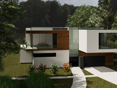 Modern Two-Story House Exterior 3d 3D Model