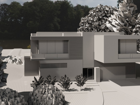 Modern Two-Story House Exterior 3d 3D Model