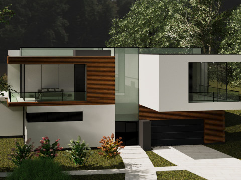Modern Two-Story House Exterior 3d 3D Model