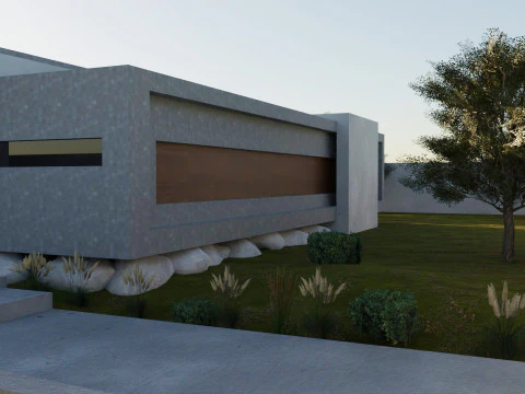 Casa Moderna de Concreto Modelo 3D
