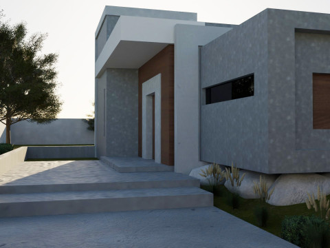 Modern Concrete House 3D Model