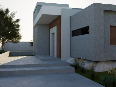 Casa Moderna de Concreto Modelo 3D