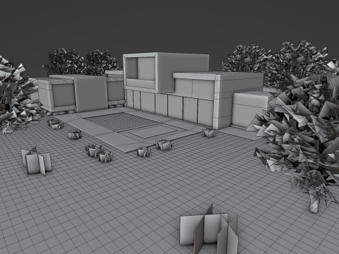 Modern Concrete House 3D Model