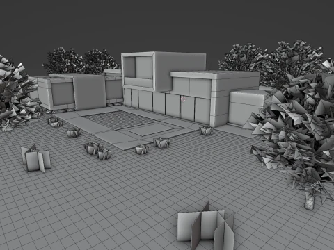 Casa Moderna de Concreto Modelo 3D