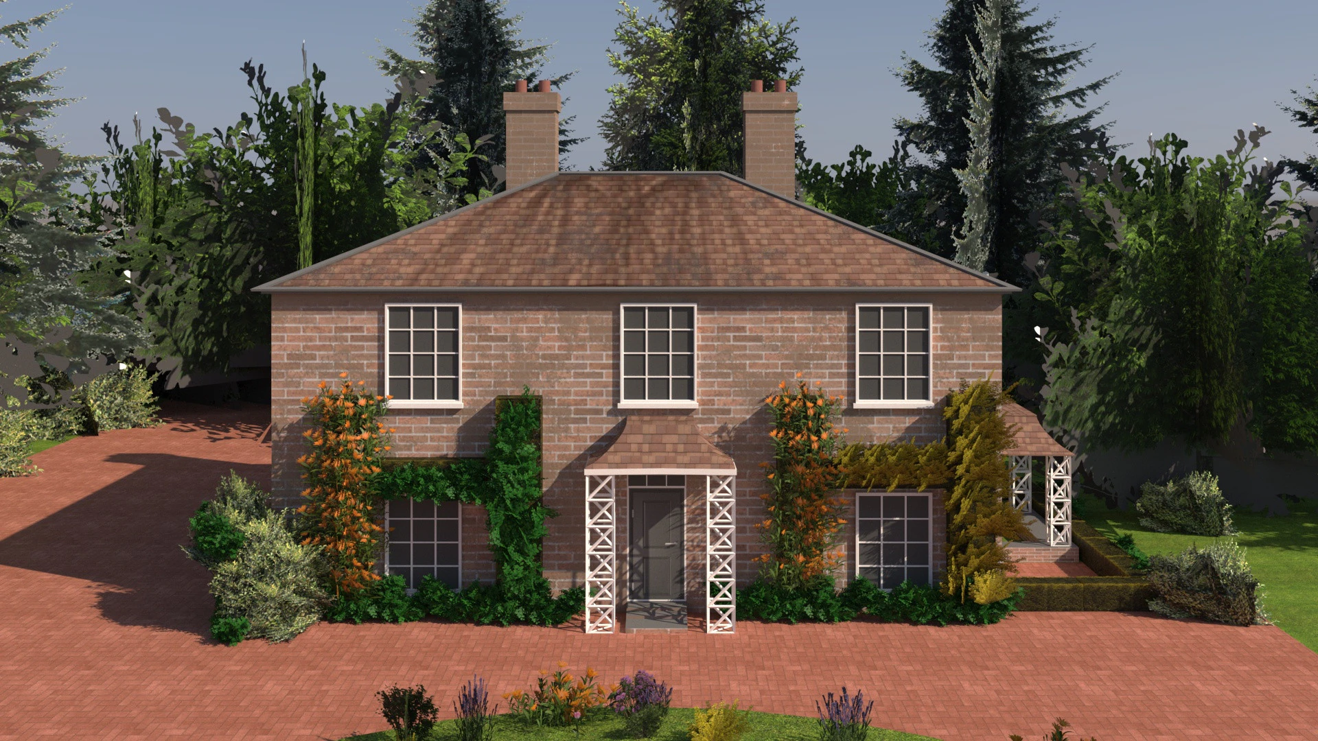Classic English cottage 3D Model .c4d .max .obj .3ds .fbx .stl .blend