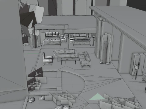 ゲーム対応のモダンなパティオ シーン 3Dモデル