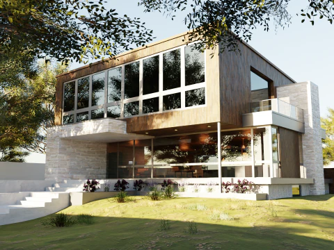 Game-ready modern 3D-huis 3D Model