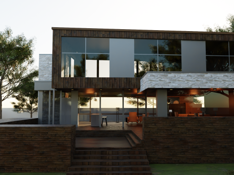 Game-Ready Modern 3D House 3Dモデル