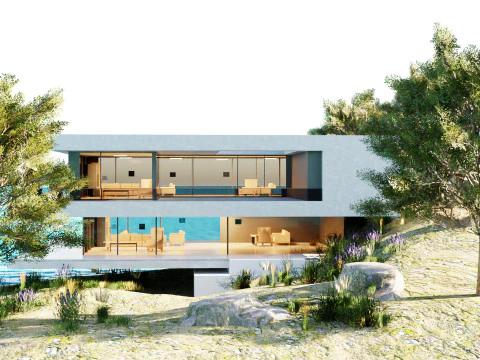 Game-ready moderne eilandretraite 3D Model