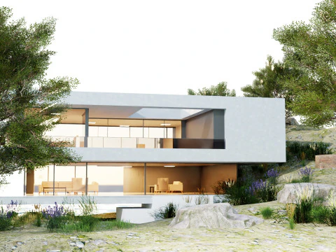 Retiro moderno na ilha pronto para jogos Modelo 3D